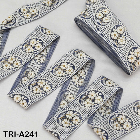 9 Yard Indian Ivory Embroidered Net Fabric Trim 6 cm Ribbon Embellishment Cushion DIY Craft Sari Border Wedding Saree Tape Embroidery Dress
