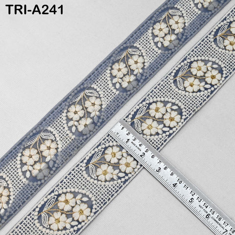 9 Yard Indian Ivory Embroidered Net Fabric Trim 6 cm Ribbon Embellishment Cushion DIY Craft Sari Border Wedding Saree Tape Embroidery Dress