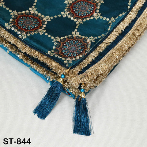 Blue Embroidered Dupatta – 2.4 m Chinon Chiffon Wrap with Gold Sequin Work | Wedding Shawl | Indian Ethnic Bridal Veil Scarf | Gift a Women