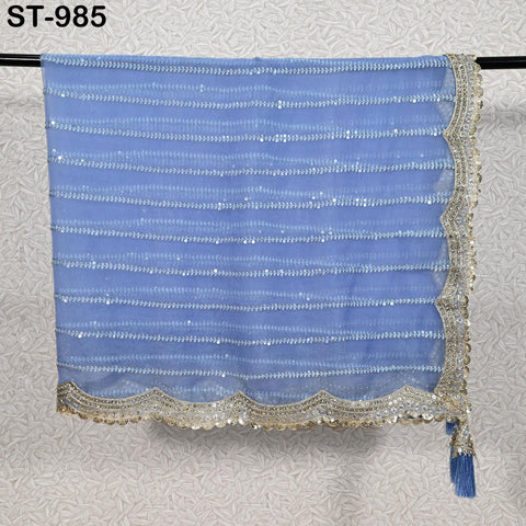 Blue Dupatta Silk Organza Gotta Dupatta Light Weight Indian Bridal Veil Wedding lehenga Chunni Sequin Dress Costumes Perfect Gift for Women
