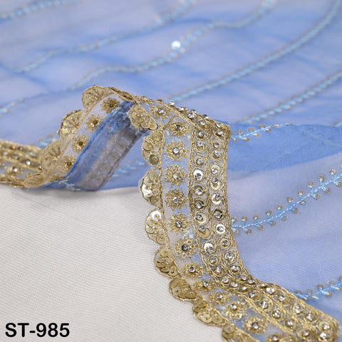 Blue Dupatta Silk Organza Gotta Dupatta Light Weight Indian Bridal Veil Wedding lehenga Chunni Sequin Dress Costumes Perfect Gift for Women