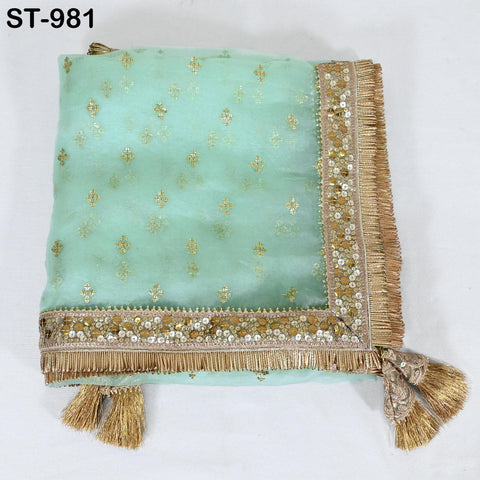 Mint Green Dupatta Silk Organza Gotta Light Weight Indian Bridal Wedding lehenga Chunni Veil Sequin Scarf Dress Costumes Gifts for Women