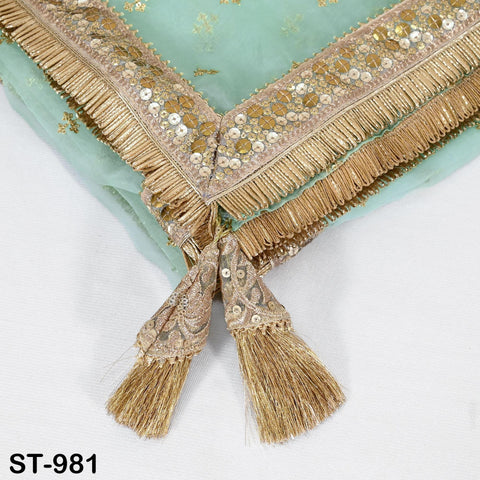 Mint Green Dupatta Silk Organza Gotta Light Weight Indian Bridal Wedding lehenga Chunni Veil Sequin Scarf Dress Costumes Gifts for Women