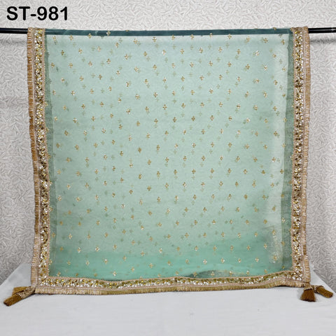 Mint Green Dupatta Silk Organza Gotta Light Weight Indian Bridal Wedding lehenga Chunni Veil Sequin Scarf Dress Costumes Gifts for Women