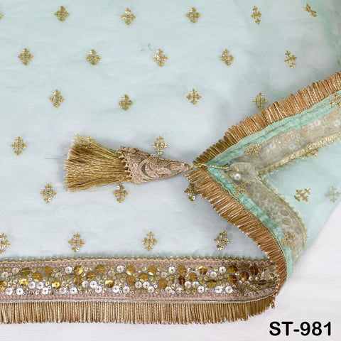 Mint Green Dupatta Silk Organza Gotta Light Weight Indian Bridal Wedding lehenga Chunni Veil Sequin Scarf Dress Costumes Gifts for Women