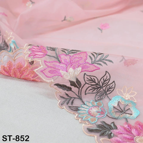 Pink Organza Dupatta Embroidery Bridal Veil Chunni Indian Head Scarf Crafting Sewing Wedding Dress Lehnga Costume Doll Making Gift for Her