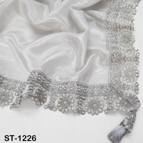 Silver Zari Tissue Dupatta for Women, Bridal Wedding lehenga Heavy Chunni Veil Sequin Scarf, Indian Ethnic Dress Costume Bridesmaid's Gift