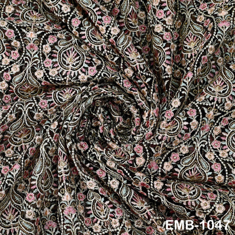 Indian Embroidery Fabric by the yard Embroidered Wedding Costumes Fabric Regency Reticules Victorian Handbags Marie Antoinette Junk Journals