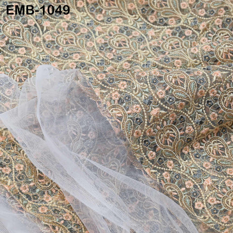 Indian Embroidery Fabric by the yard Embroidered Wedding Costumes Fabric Regency Reticules Victorian Handbags Marie Antoinette Junk Journals