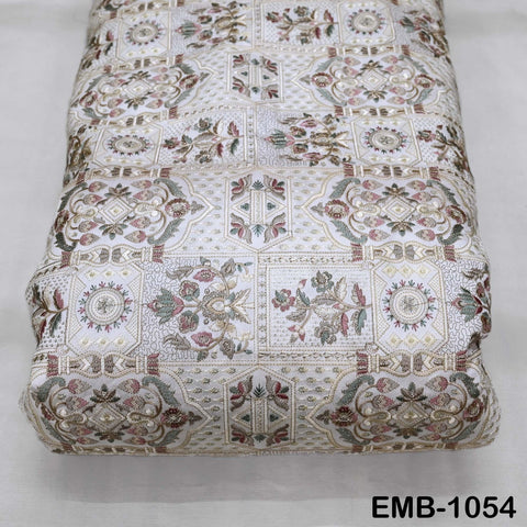 50" Indian Embroidered Fabric by the Yard for Sewing DIY Crafting, Embroidery, Wedding Dresses, Costumes, Dolls, Bags, and Pillow Covers