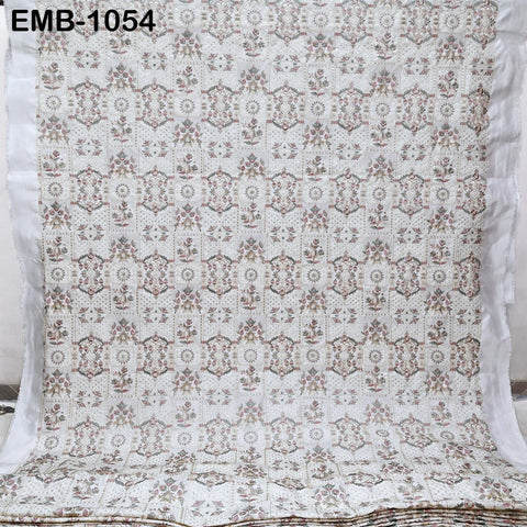 50" Indian Embroidered Fabric by the Yard for Sewing DIY Crafting, Embroidery, Wedding Dresses, Costumes, Dolls, Bags, and Pillow Covers