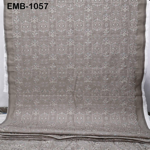 50-inch Indian Embroidered Fabric by Yard: Dusty Pink Viscose, Sequins, Wedding Dress Crafting