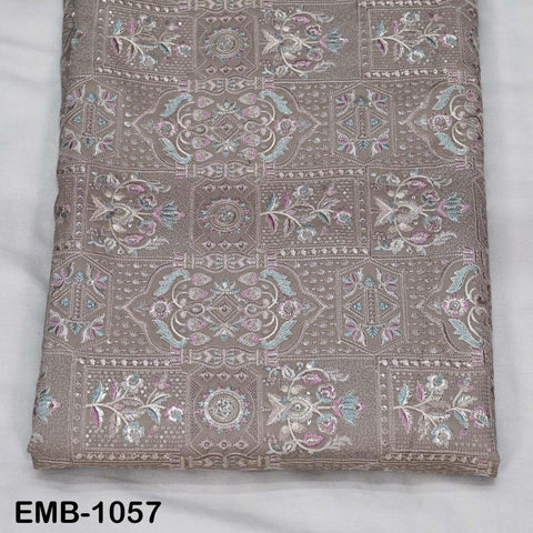 50-inch Indian Embroidered Fabric by Yard: Dusty Pink Viscose, Sequins, Wedding Dress Crafting