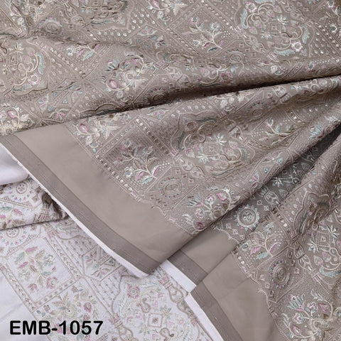 50-inch Indian Embroidered Fabric by Yard: Dusty Pink Viscose, Sequins, Wedding Dress Crafting