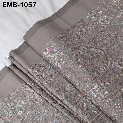 50-inch Indian Embroidered Fabric by Yard: Dusty Pink Viscose, Sequins, Wedding Dress Crafting
