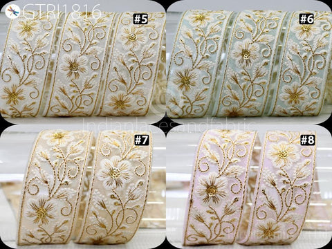 9 Yard Embroidery Fabric 4cm Trim Embellishment Embroidered Sari Ribbons Sewing DIY Crafting Border Indian Trimming Cushion Laces Home Decor