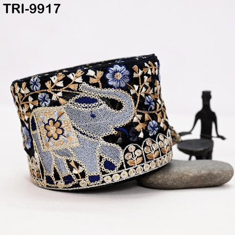 9 Yard Embroidery 9cm Elephants Ribbons Trims Embroidered Fabric Saree Border Theatrical Costumes Crafting Sewing Holidays Decorations