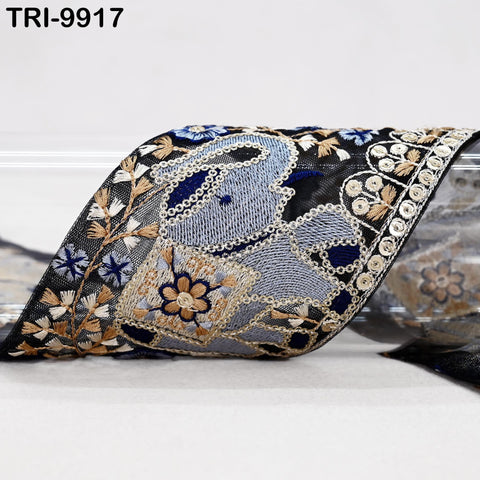 9 Yard Embroidery 9cm Elephants Ribbons Trims Embroidered Fabric Saree Border Theatrical Costumes Crafting Sewing Holidays Decorations