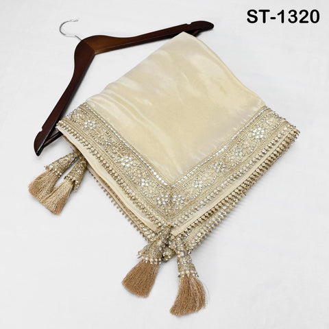 Gold Zari Tissue Dupatta for Women, Bridal Wedding lehenga Heavy Chunni Veil Sequin Scarf, Indian Ethnic Dress Costume Bridesmaid's Gift