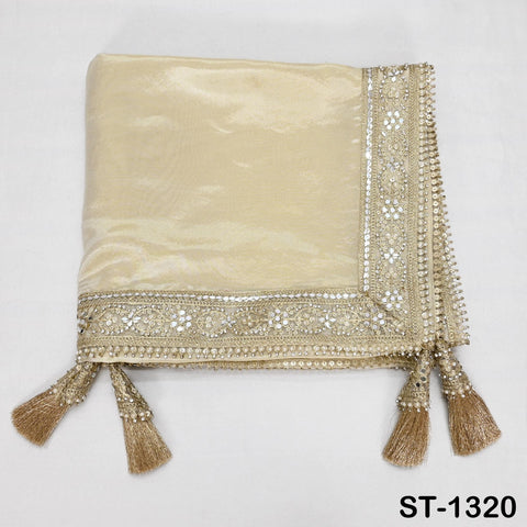 Gold Zari Tissue Dupatta for Women, Bridal Wedding lehenga Heavy Chunni Veil Sequin Scarf, Indian Ethnic Dress Costume Bridesmaid's Gift