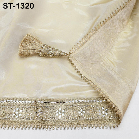 Gold Zari Tissue Dupatta for Women, Bridal Wedding lehenga Heavy Chunni Veil Sequin Scarf, Indian Ethnic Dress Costume Bridesmaid's Gift