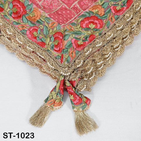Coral Red Embroidery Dupatta Women Chikankari Georgette Chunni Bridal Veil Lehenga Wrap Stole Festival Wedding Punjabi Dress Chunri 2.5 Yard