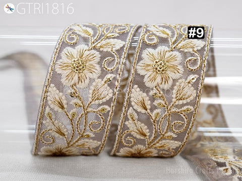 9 Yard Embroidery Fabric 4cm Trim Embellishment Embroidered Sari Ribbons Sewing DIY Crafting Border Indian Trimming Cushion Laces Home Decor