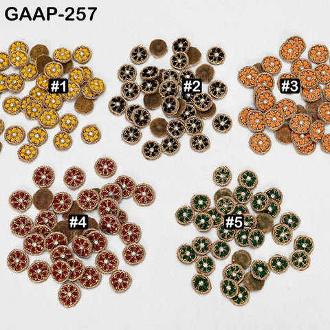 50 pcs Handmade Zardozi Appliques 2 cm: Indian Beaded Flower Patches, DIY Crafting Sewing Embellishments for Dresses Supply