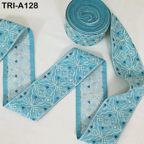 9 Yard Indian Trims Embroidered Decorative Fabric Laces Sari Border Ribbon Home Decor Sewing Accessory DIY Crafting Victorian Handbags 8cm