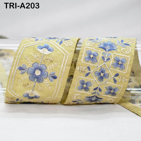 9 Yard Beige Embroidery Ribbons 6cm Indian Sari Border Embroidered Crafting Sewing Tablecloth Lampshade making Home Decor Costumes Trimming