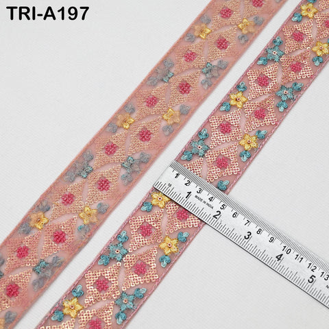9 Yard Beige 5cm Embroidery Trims Ribbons Indian Sari Border Embroidered Crafting Sewing Costume Tote Bags Lampshade Home Decor