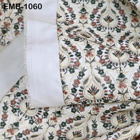 Indian Embroidery Fabric by the yard Embroidered Wedding Costumes Fabric Regency Reticules Victorian Handbags Marie Antoinette Junk Journals