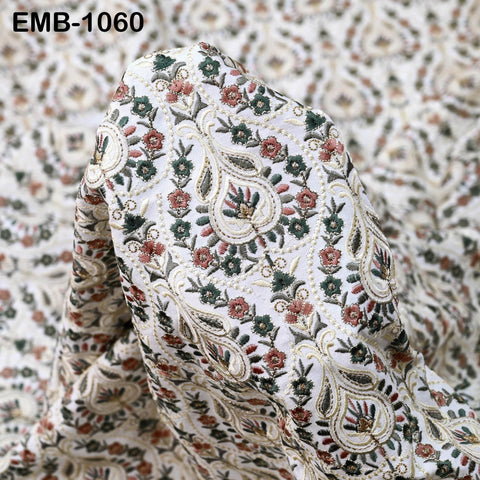 Indian Embroidery Fabric by the yard Embroidered Wedding Costumes Fabric Regency Reticules Victorian Handbags Marie Antoinette Junk Journals