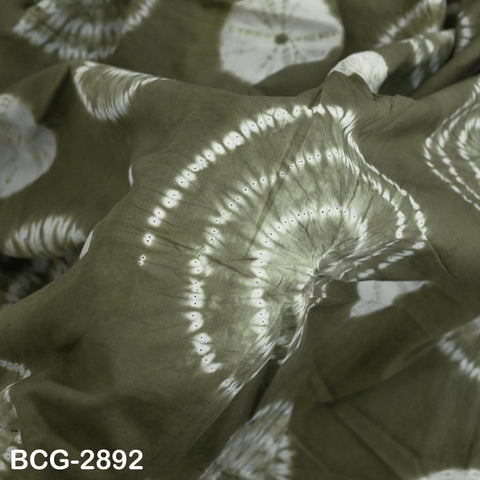 2.5 Yards Hand-Dyed Shibori Cotton Fabric, Moss Green Tie-Dye, Soft Medium-Weight, Sewing Craft Cloth