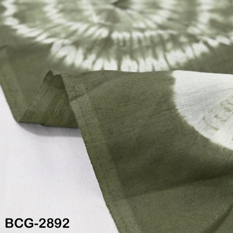 2.5 Yards Hand-Dyed Shibori Cotton Fabric, Moss Green Tie-Dye, Soft Medium-Weight, Sewing Craft Cloth