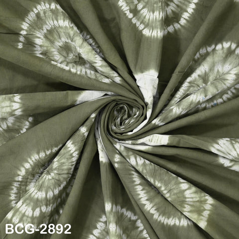 2.5 Yards Hand-Dyed Shibori Cotton Fabric, Moss Green Tie-Dye, Soft Medium-Weight, Sewing Craft Cloth