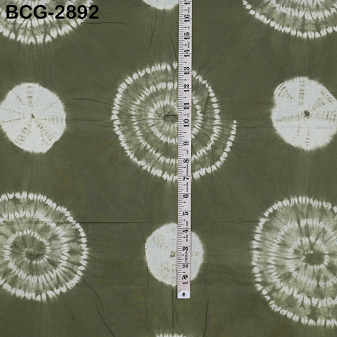 2.5 Yards Hand-Dyed Shibori Cotton Fabric, Moss Green Tie-Dye, Soft Medium-Weight, Sewing Craft Cloth