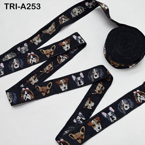 Black Embroidery Trim, Dog Faces, Victorian Handbags, Journal Decor, 1.5 Inch Wide