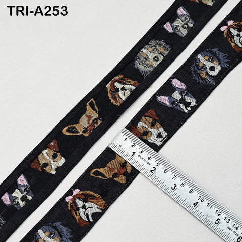 Black Embroidery Trim, Dog Faces, Victorian Handbags, Journal Decor, 1.5 Inch Wide