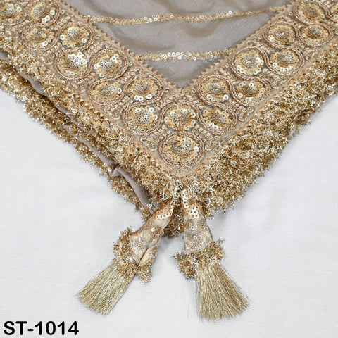 Beige Dupatta Women Chiffon Bridal Veil Handmade Wedding lehenga Heavy Chunni Gota Patti Sequin Scarf Indian Dress Gift Her Bridesmaid