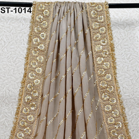 Beige Dupatta Women Chiffon Bridal Veil Handmade Wedding lehenga Heavy Chunni Gota Patti Sequin Scarf Indian Dress Gift Her Bridesmaid