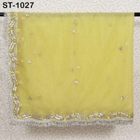 Gotta Patti Dupatta Hand Embroidery Organza Custom Designer Bridal Wedding Lehenga Women Chunni Veil Scarf Crafting Dress Gifts for Wife