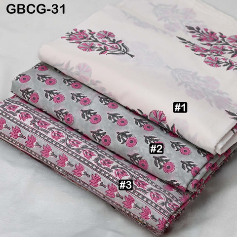Block Printed Floral Cotton Fabric, Summer Dress, Sleepwear Pajamas Sewing Material by the Yard, Pink, Yellow, Grey and white