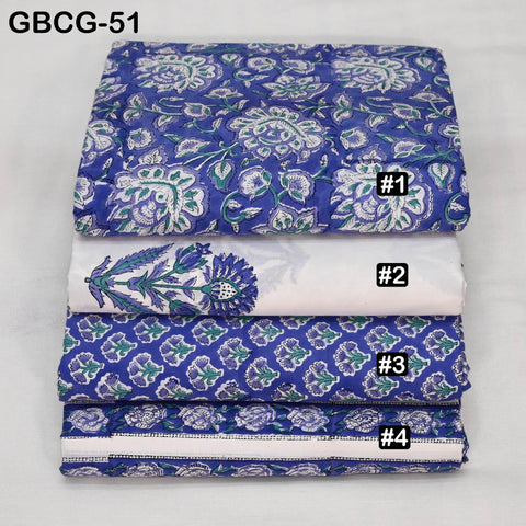 Block Printed Floral Cotton Fabric, Summer Dress, Sleepwear Pajamas Sewing Material by the Yard, Green and white