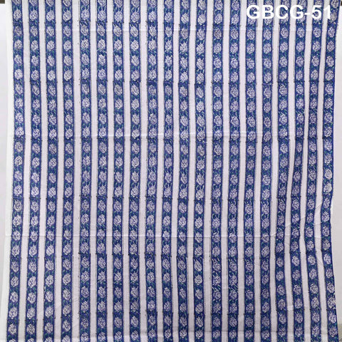 Block Printed Floral Cotton Fabric, Summer Dress, Sleepwear Pajamas Sewing Material by the Yard, Green and white
