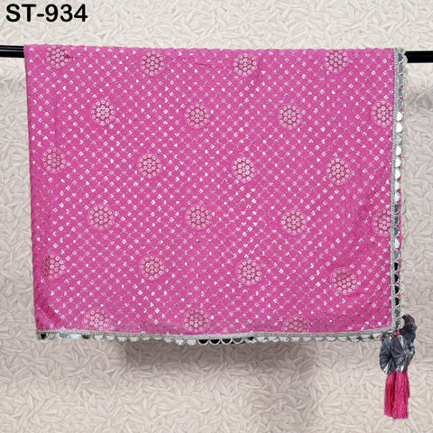 Embroidered Pink Dupatta Georgette | Heavy Chunni Gota Kiran | Bridal Veil | Punjabi dress dupattas with Sequin embroidery for Lehenga Gifts