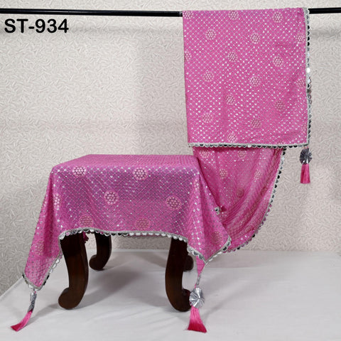 Embroidered Pink Dupatta Georgette | Heavy Chunni Gota Kiran | Bridal Veil | Punjabi dress dupattas with Sequin embroidery for Lehenga Gifts