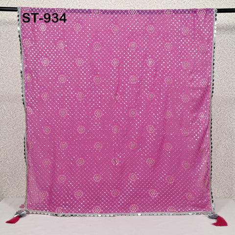 Embroidered Pink Dupatta Georgette | Heavy Chunni Gota Kiran | Bridal Veil | Punjabi dress dupattas with Sequin embroidery for Lehenga Gifts