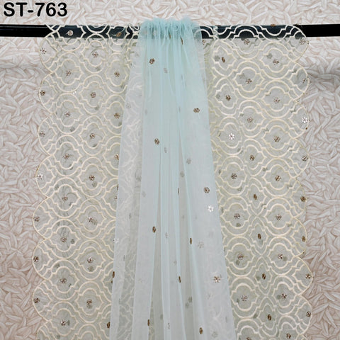 Mint Indian Wedding Dupatta Embroidered Net Long Dupatta Chuni Bridal Veil Sequins Lehenga Embroidery Stoles Festival Punjabi Dress Chunni
