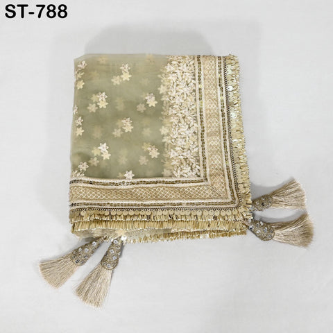 Dupatta Pista Green Indian Wedding Embroidered Net Dupatta, Women Bridal Veil Lehenga Embroidery Stoles Punjabi Dress Chunni Head Scarf